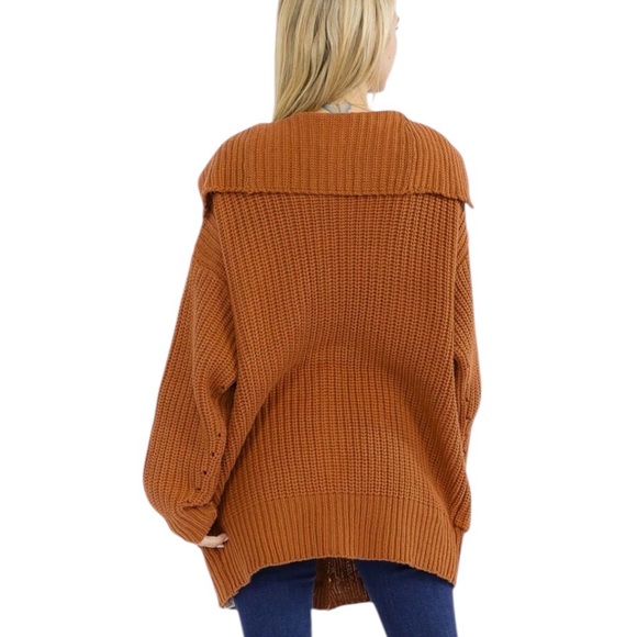 176:  ENTRO NWT SWEATER CARDIGAN RUST (C) - Picture 2 of 3